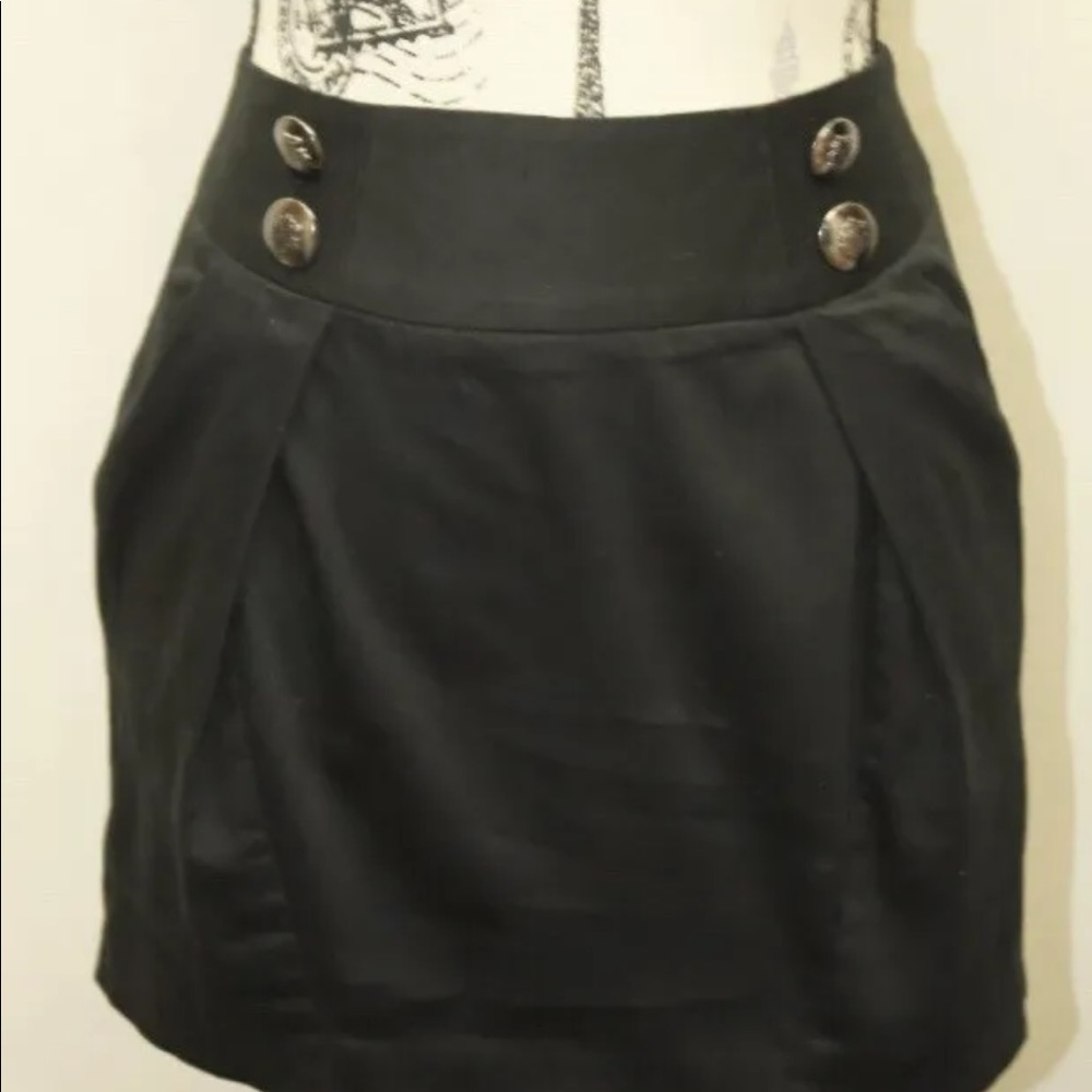 Top Shop Mini Skirt Sz 6 Black Cotton 28 Inches Button Details